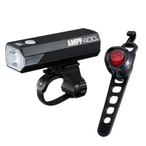 Cateye AMPP 400 / ORB USB Rechargeable Bike Light Set - Black / Light Set / Rechargeable