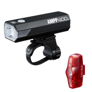 Cateye AMPP 400 / Vis 150 USB Rechargeable Bike Light Set - Black / Light Set / Rechargeable