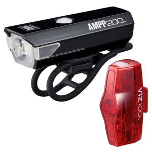 Cateye Ampp 200 / Viz 100 Rechargeable Light Set - Black / Light Set / Rechargeable