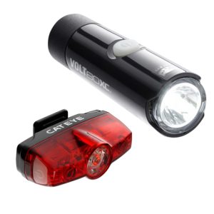 Cateye Volt 80 & Rapid Micro Rechargeable Bike Light Set - Black / Light Set / Rechargeable