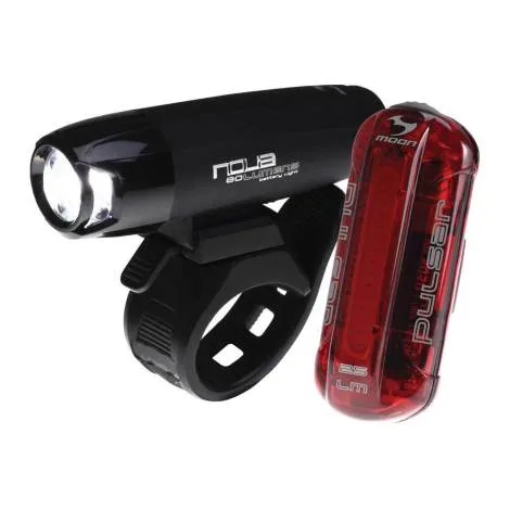 Moon Nova 80 & Pulsar Bike Light Set - Black / Light Set / Non-Rechargeable