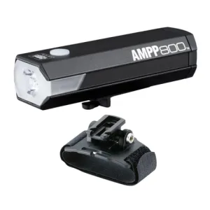 Cateye AMPP 800 Rechargeable Front Bike Light With Helmet Mount - Black / Front / Rechargeable