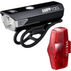 Cateye AMPP 100 and VIZ 100 Light Set - Black/Red