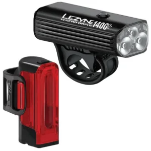 Lezyne Macro Drive 1400+ Strip Drive Pro 400+ LED Bike Light Pair - Black / Light Set / Rechargeable