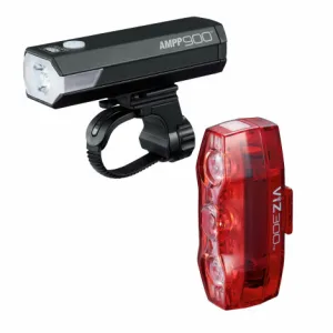 Cateye AMPP 900 / VIZ 300 Bike Light Set  - Black / Light Set / Rechargeable