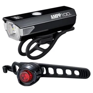 Cateye AMPP 100 / Orb Rechargable Bike Light Set - Black