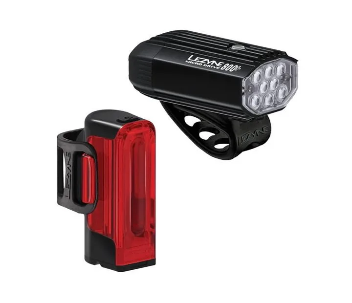 Lezyne Micro Drive 800+ / Strip 300+ Pair - Black