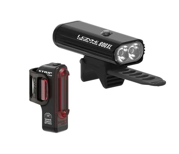 Lezyne Micro 800XL / Strip Drive Rechargable Light Set - Black